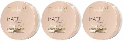 Eveline Cosmetics Пудра транспарентная матирующая Matt My Day Loose Powder, Тон Peach, 6 г, 3 шт