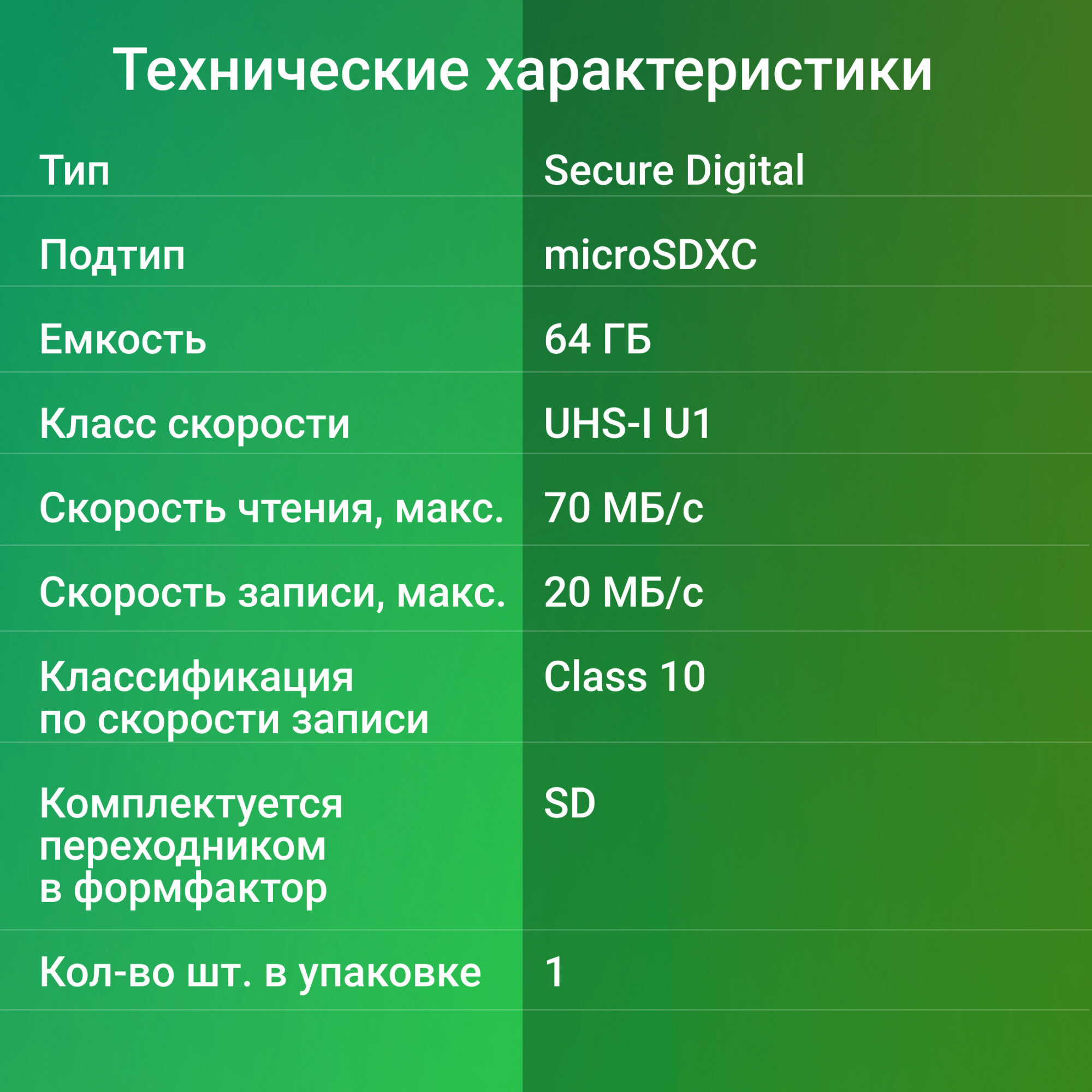 Карта памяти DIGMA microSDXC 64Gb Class 10 + адаптер (DGFCA064A01)