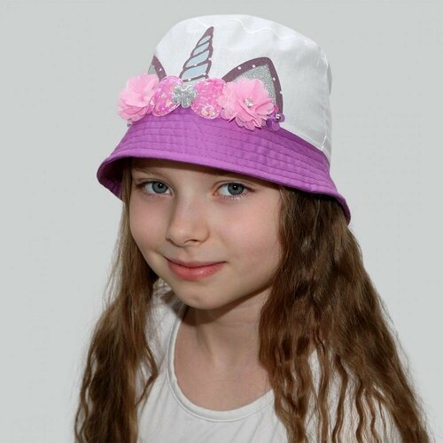 Панама MarSel, размер 48-50, фиолетовый панама детская летняя хлопковая для мальчиков и девочек шляпа от солнца пляжная шапка для малышей