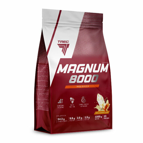 Гейнер для набора массы, 1 кг, Trec Nutrition Magnum 8000, вкус ваниль-карамель