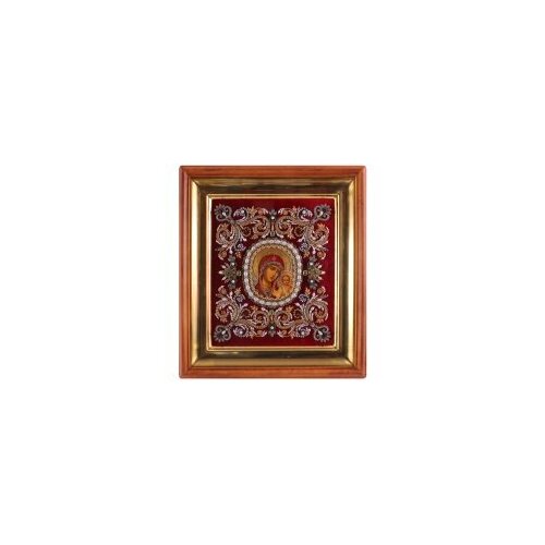 Икона БМ Казанская в киоте 17х20 камни, живопись #153336