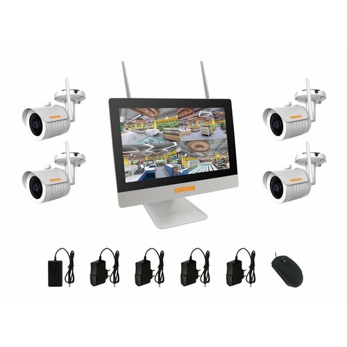 Беспроводной комплект видеонаблюдения CARCAM 4CH WiFi NVR Kit 1080/4 LCD