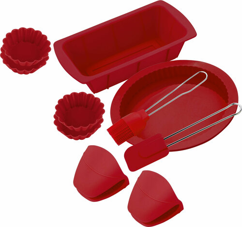 Набор принадлежностей и форм для выпечки из силикона 10 предметов, в подарочной упаковке.