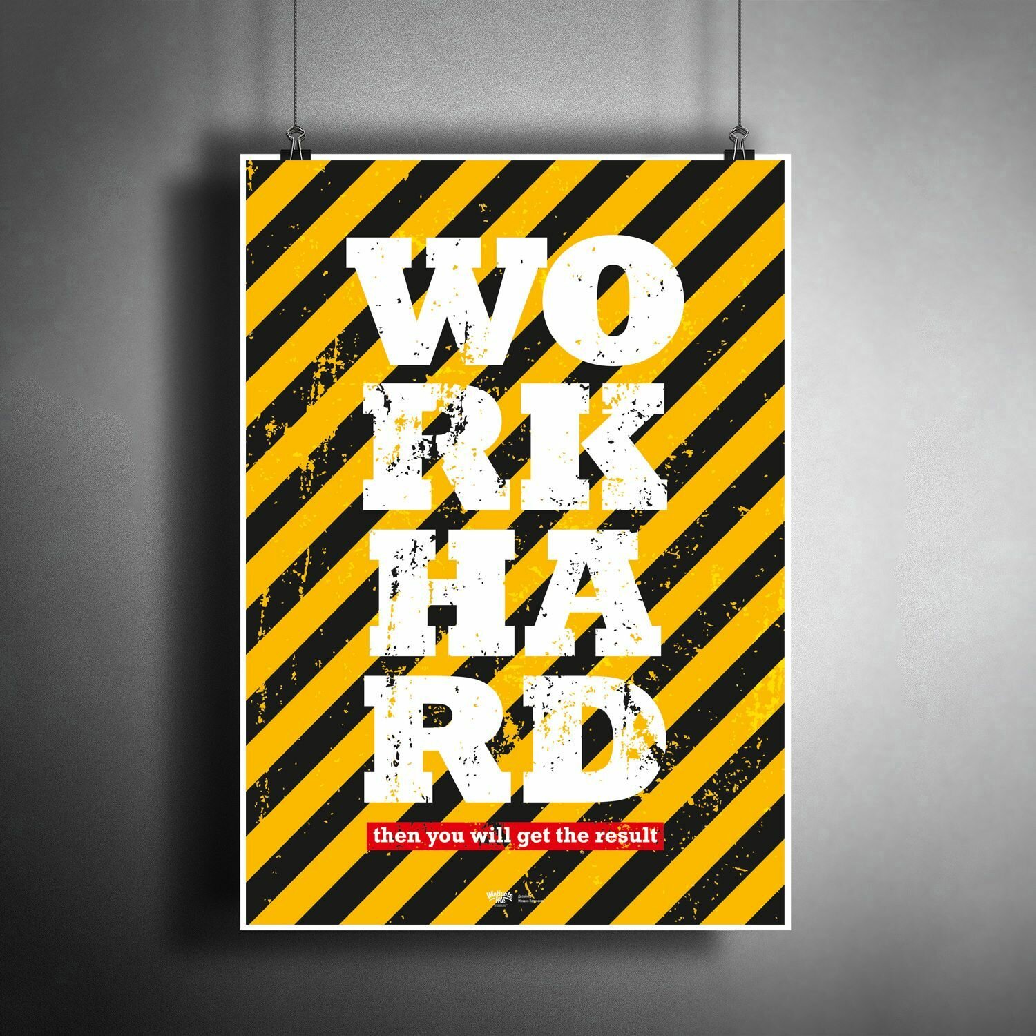 Постер плакат для интерьера "Work Hard" Работай Усердно! / Мотивация дома, офиса, комнаты, квартиры, фитнес зал A3 (297 x 420 мм)