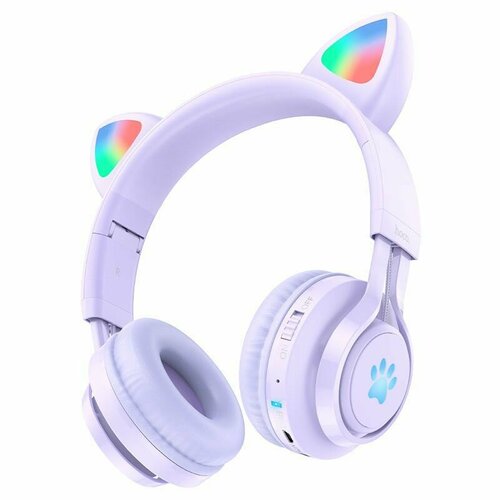 Полноразмерные беспроводные наушники HOCO W39 Cat Ear 10ч400 mAhBluetoothAUXTF фиолетовые 173000₽