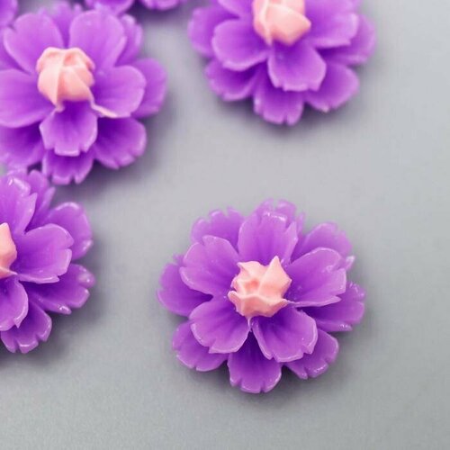 кабошон цветочек цвет фиолетовый 13 мм Кабошон Цветочек, цвет фиолетовый 13 мм (комплект из 90 шт)
