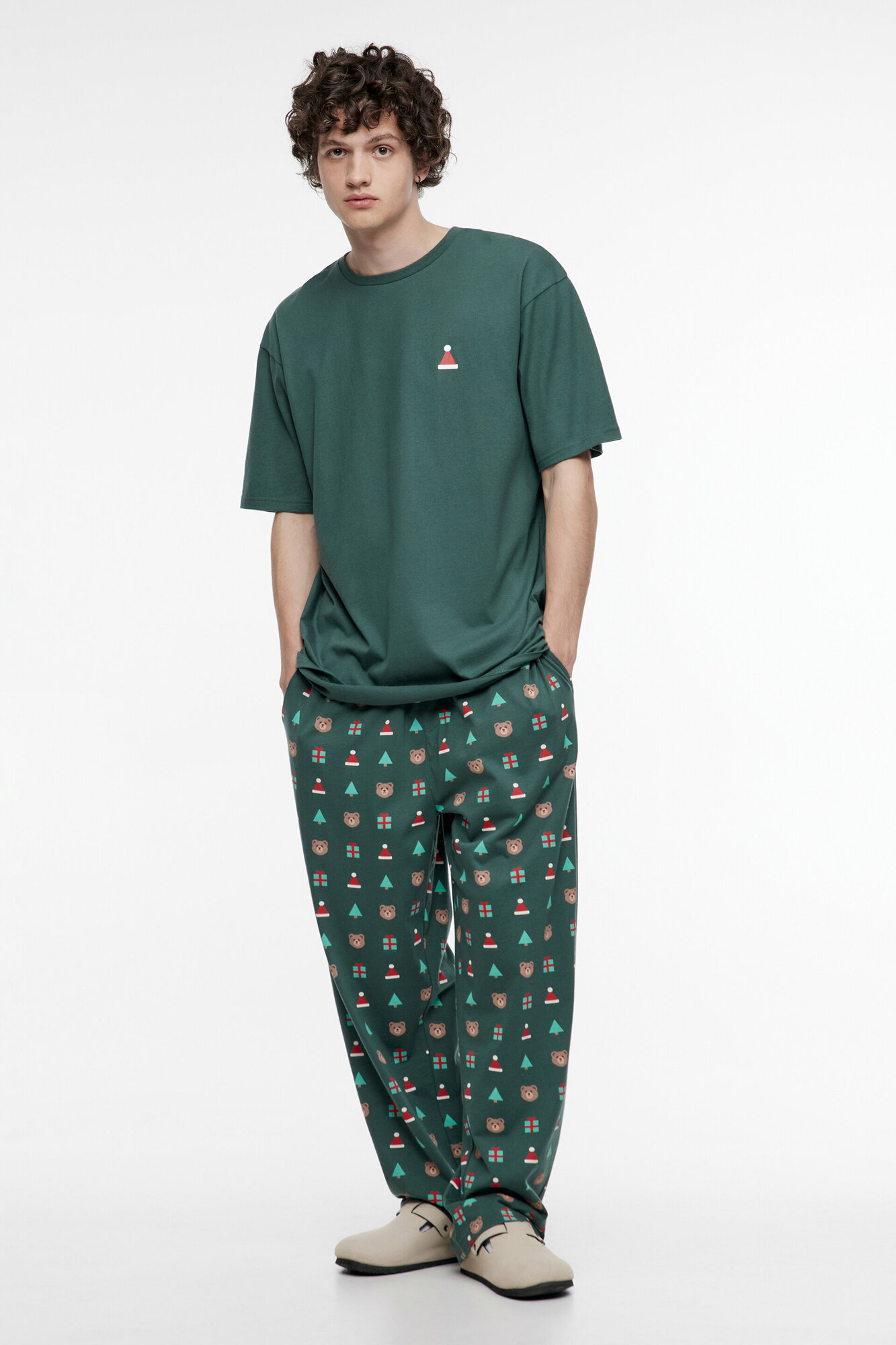 Комплект Befree, футболка, брюки, размер L, зеленый - фотография № 5