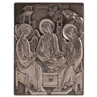 Икона гальваника Троица серебрение 4*4,5 скотч #156548