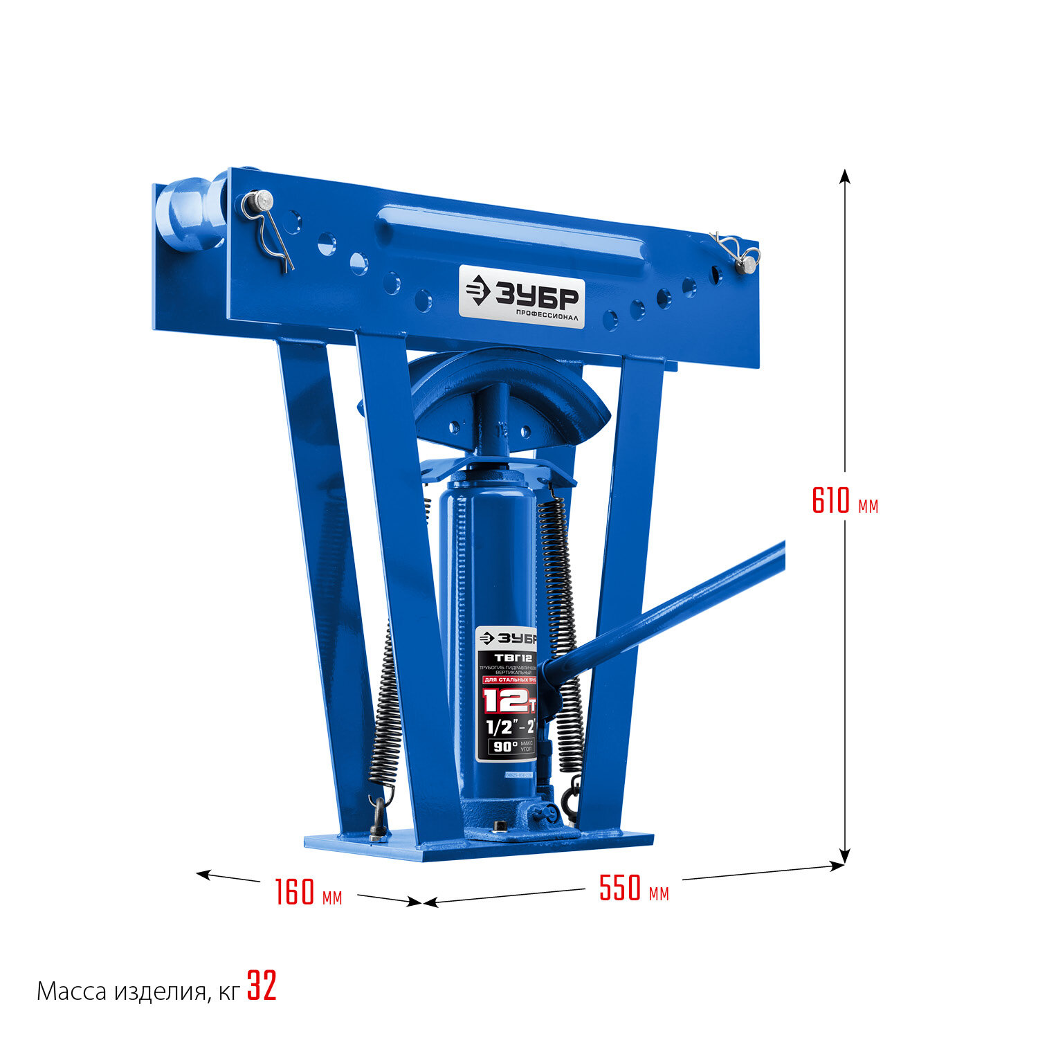 ЗУБР ТВГ-12 12т Ручной вертикальный гидравлический трубогиб Профессионал (43078-12)