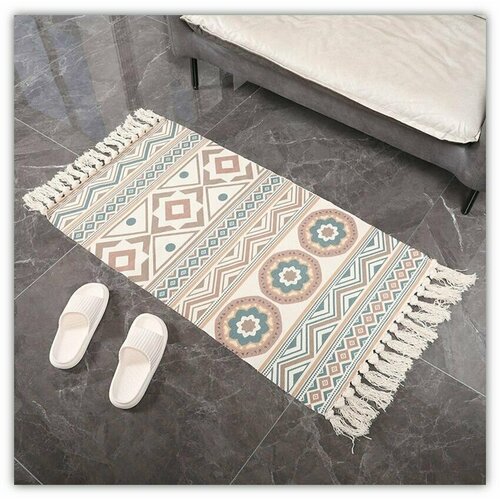 Хлопковый коврик для дома 900*1500мм с бахромой на пол в спальню, гостиную / Прикроватный / Комнатный 2