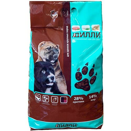 Сухой корм для щенков Дилли для крупных пород с курицей и индейкой 1кг х 3шт