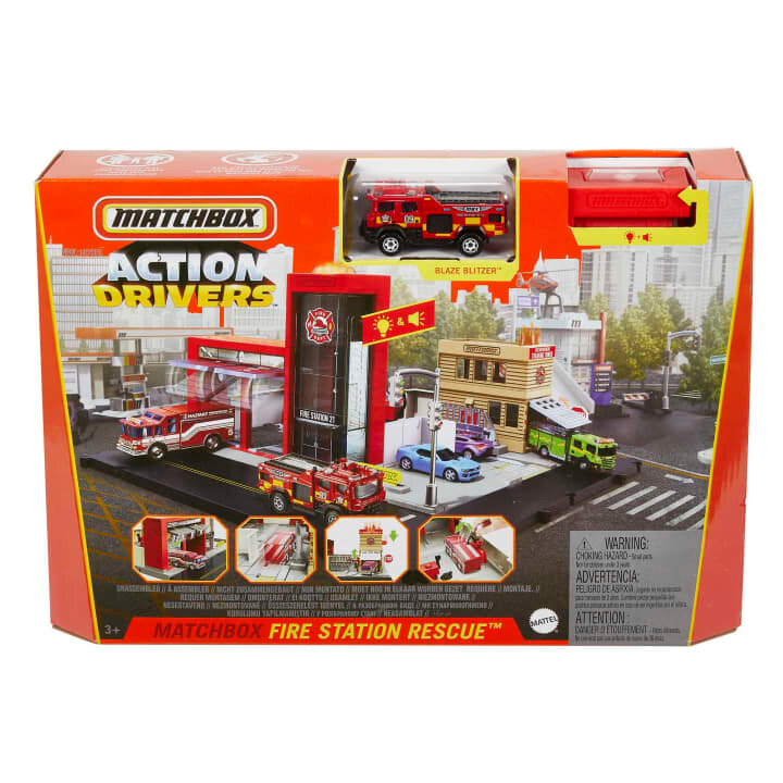 Набор игровой Matchbox ACTION DRIVERS FIRE STATION RESCUE PLAYSET Пожарное депо HBD76