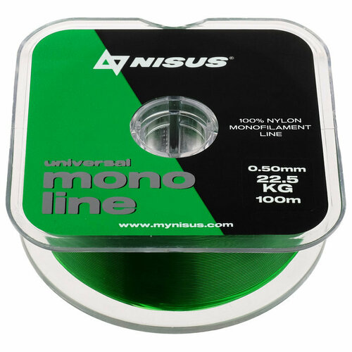 фото Леска nisus monoline, диаметр 0.5 мм, тест 22.5 кг, 100 м, зелёная (комплект из 7 шт)