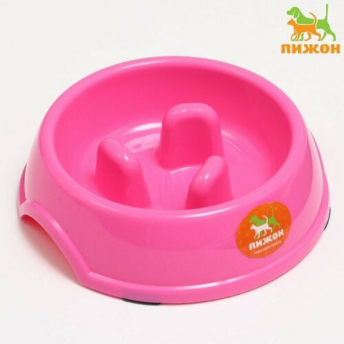 Миска пластиковая медленное кормление18 х 18,5 х 5,5 см, розовая (комплект из 11 шт) одинарная миска для собак для более медленного поедания magnus slow l пластик 1 5 л