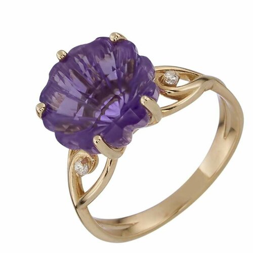 фото Кольцо aloris, красное золото, 585 проба, аметист, размер 18.5 aloris jewelry