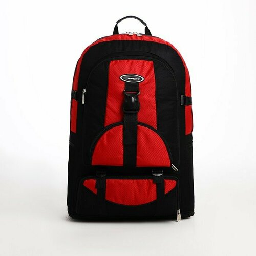 фото Рюкзак туристический на молнии, 5 наружных карманов, цвет чёрный/красный нет бренда