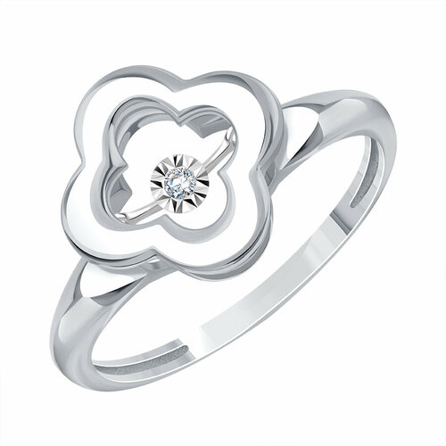 фото Кольцо diamant online, белое золото, 585 проба, бриллиант, размер 16.5, прозрачный