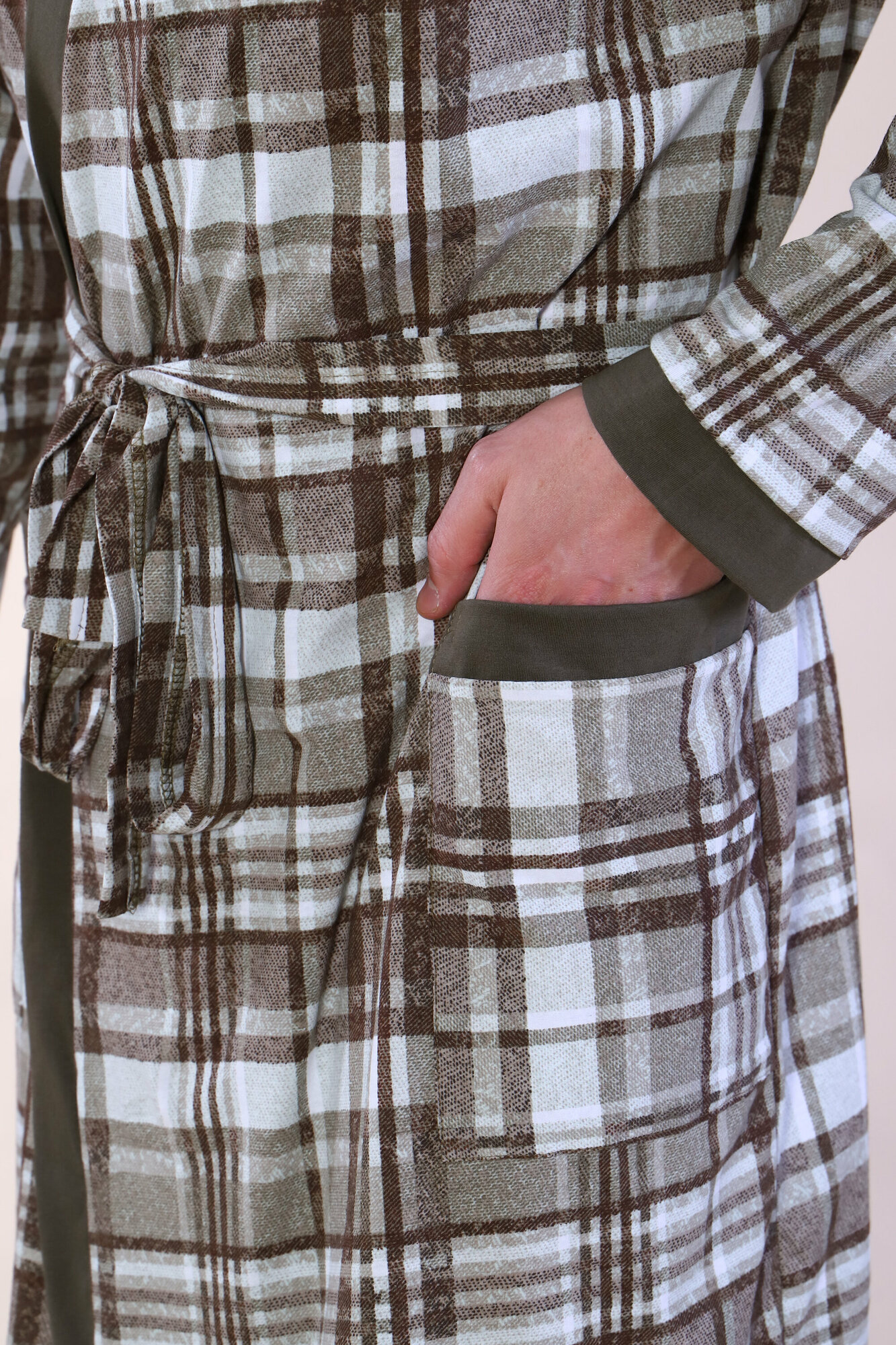 Мужской халат "Руся", коричневый, размер 60 - фотография № 5