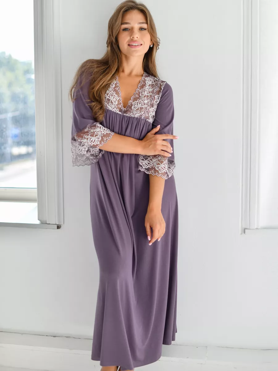 Сорочка Текстильный Край, размер 66, фиолетовый - фотография № 5