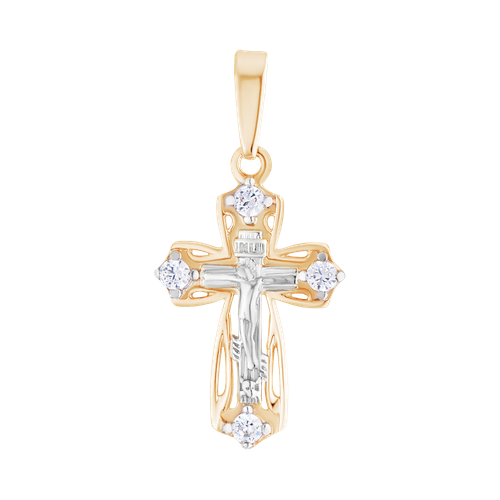 Крестик Ювелир Карат, красное золото, 585 проба, фианит крест золотой с бриллиантами арт 7232279 3ч