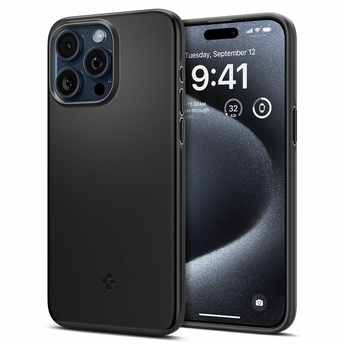 Чехол Spigen на Apple iPhone 15 Pro (ACS06686) Thin Fit / Спиген чехол для Айфон 15 Про тонкий, противоударный, с защитой камеры, черный