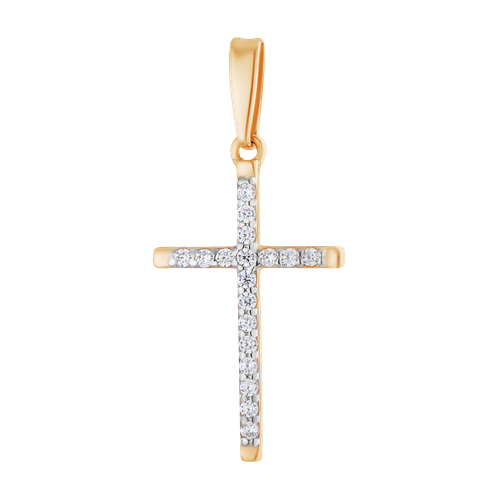 Крестик Ювелир Карат, красное золото, 585 проба, фианит крест золотой с бриллиантами арт 1232279 1ч