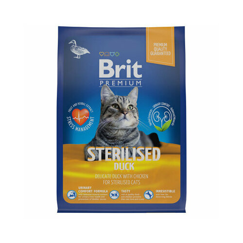 Brit Сухой корм премиум класса с уткой и курицей для взрослых стерилизованных кошек 5049318 0,4 кг 58140 (4 шт)