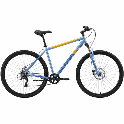 Велосипед Stark'23 Respect 29.1 D Microshift голубой металлик/синий/оранжевый 18 велосипед stark respect 24 1 d steel 2023 12 голубой желтый белый