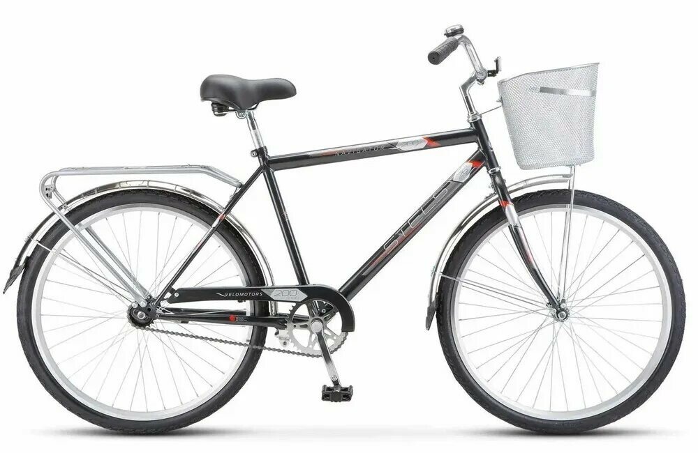 фото Велосипед взрослый STELS Navigator-200 С 26 Z010 Серый +корзина (LU101679 LU095263 19)