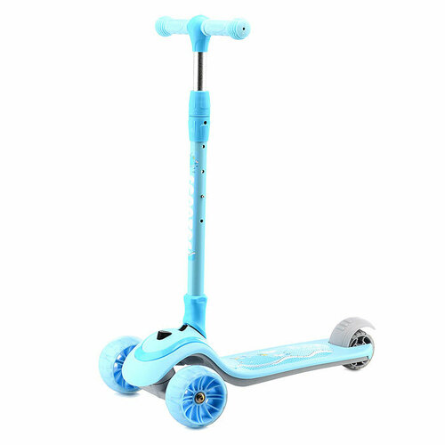 фото Самокат трехколесный oubaoloon складная стойка, колеса полиуретан, свет, голубой, (u066846y)