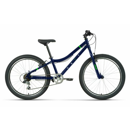 Велосипед FORWARD UNIT 24 1.0 (24 6 ск. рост. 12) 2023, темно-синий/ярко-зеленый forward подростковый велосипед twister 1 0 24 7 ск рост 12 2023 зеленый фиолетовый rb3f47151xgnxvt