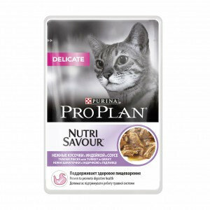 Pro Plan ® Nutri Savour влажный корм для взрослых кошек с чувствительным пищеварением или особыми предпочтениями в еде, с индейкой в соусе, 85 г - фото №19
