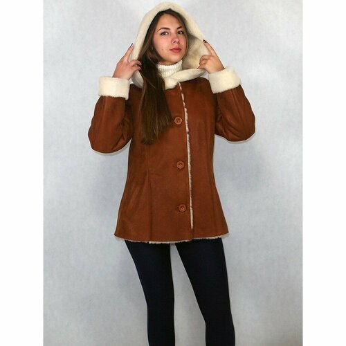 Дубленка , размер 52, оранжевый