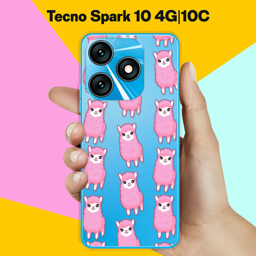 Силиконовый чехол на Tecno Spark 10 4G / Tecno Spark 10C Ламы / для Текно Спарк 10 4 Джи / Текно Спарк 10С чехол книжка mypads для tecno spark 10c текно спарк 10c объединяет геометрию коричневый