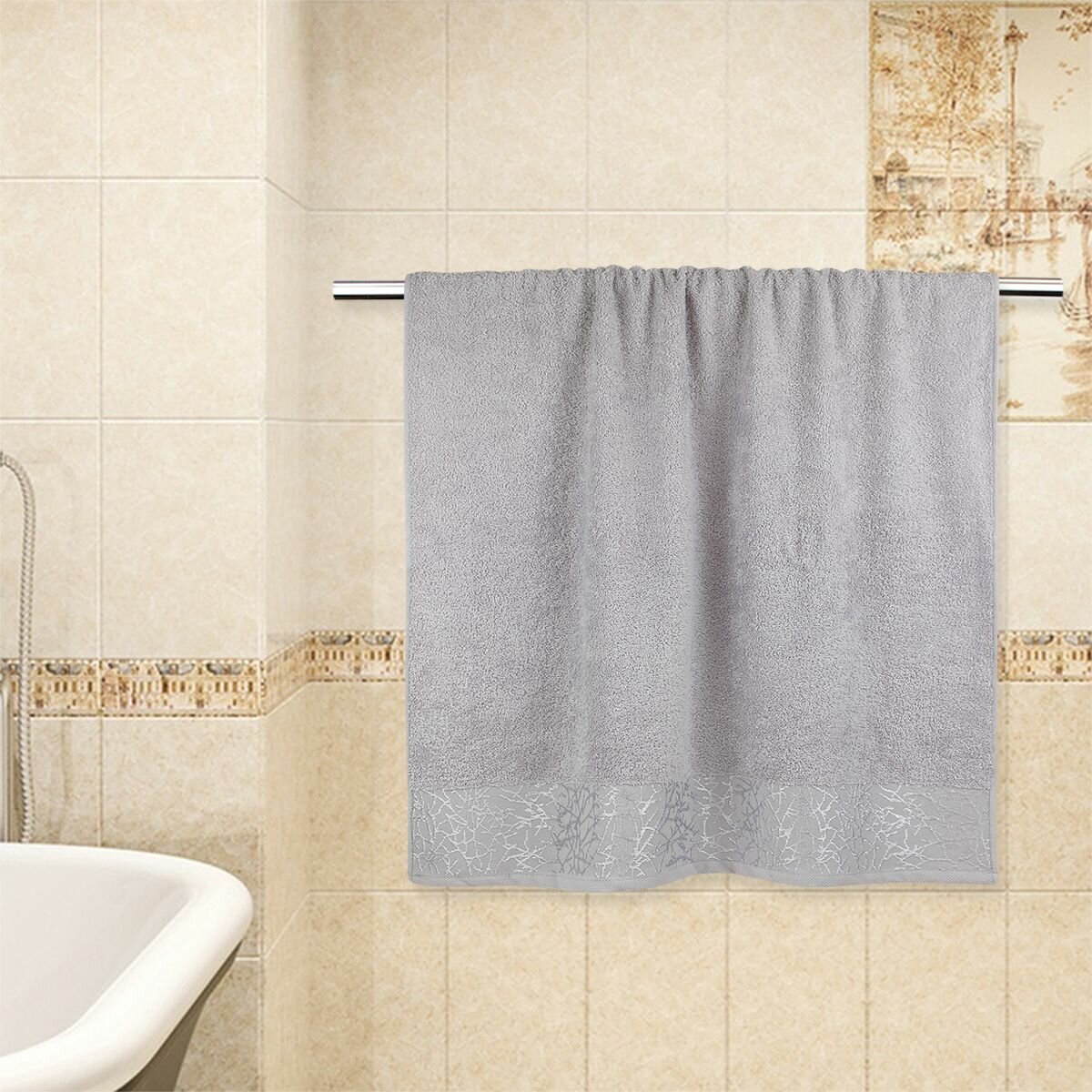 Махровое банное полотенце Престо 70х130 серый/плотность 400 гр/кв. м.
