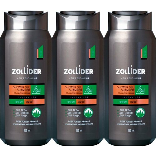 Zollider Гель-шампунь для душа 3в1 Green Wood, 250 мл, 3 шт