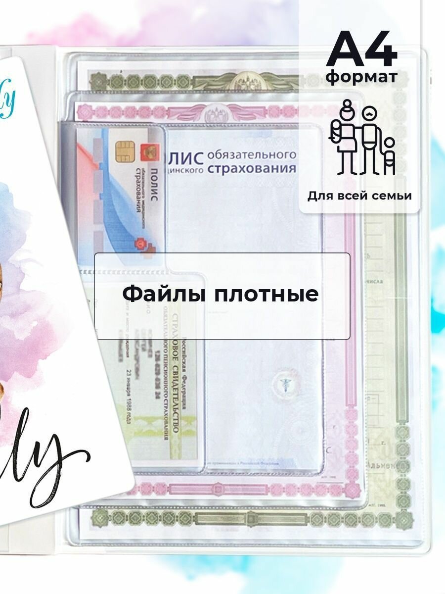 Документница для личных документов Valbis, голубой, бежевый, белый — фото 1