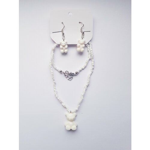 фото Комплект бижутерии: колье, подвеска, серьги, размер колье/цепочки 45 см, черный, оранжевый андрюшина е.в