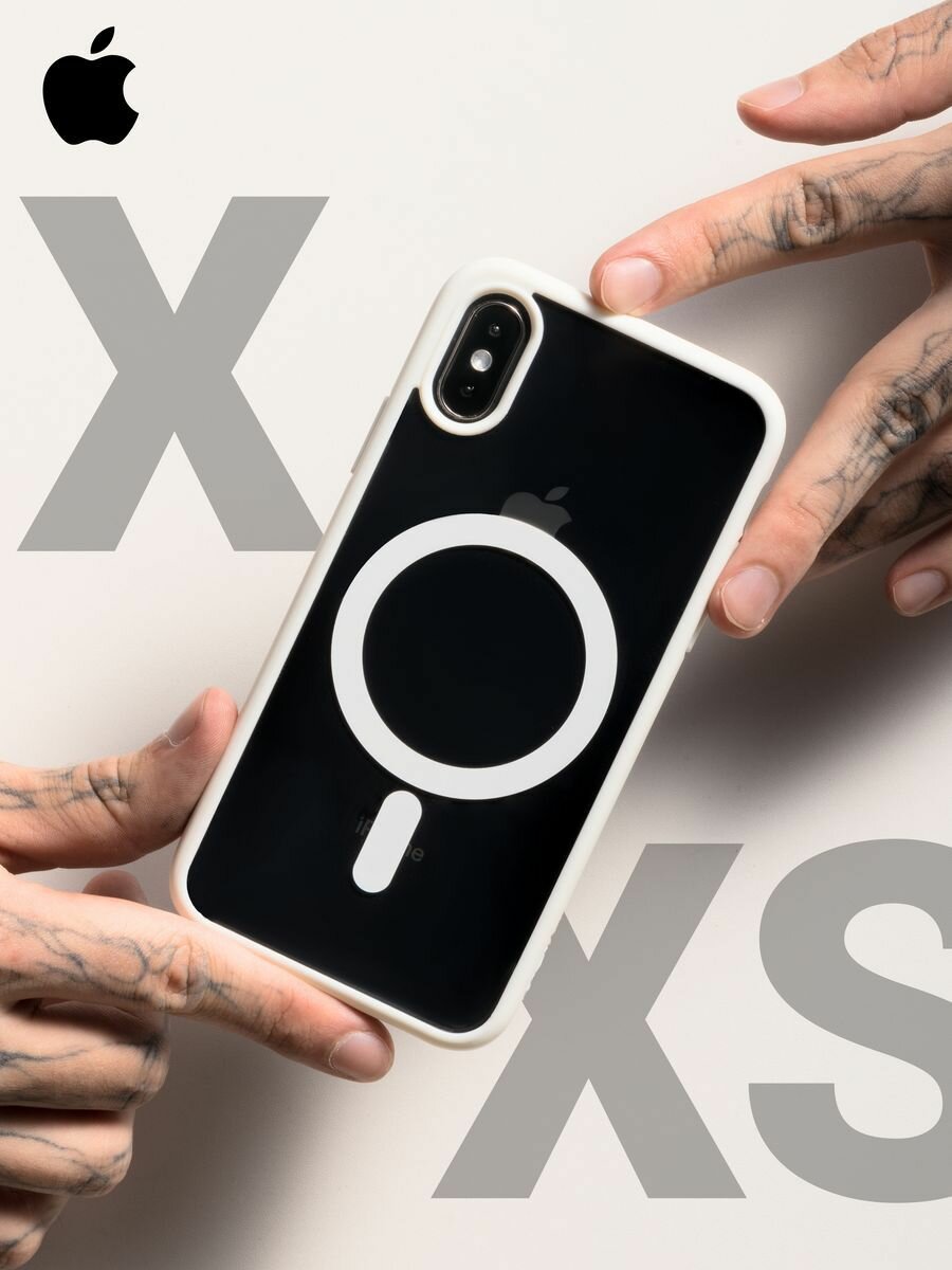 Чехол О'кейси, для iPhone X/ XS MagSafe, ударопрочный, прозрачный, белый