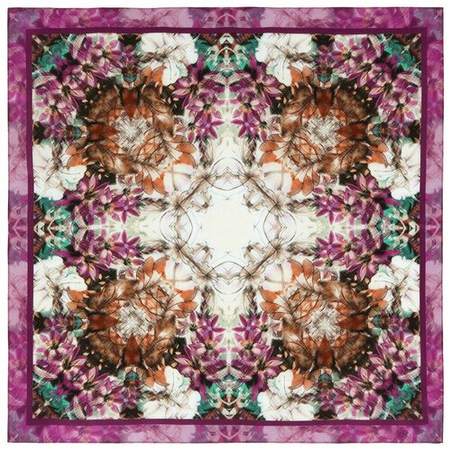 фото Платок павловопосадская платочная мануфактура, 65х65 см, белый, фиолетовый