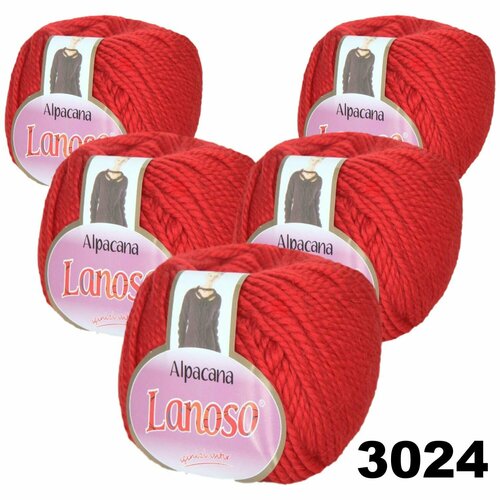 Пряжа для вязания Alpacana (Альпакана) Lanoso (Ланосо) / цвет 3024 - Ягодный / 5 мотков / 130м/100г