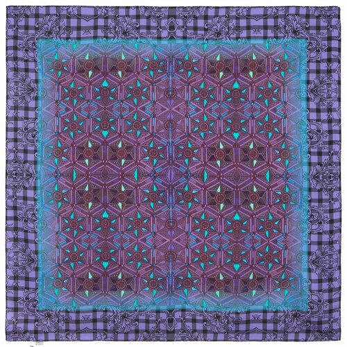 Платок Павловопосадская платочная мануфактура, 80х80 см, фиолетовый, голубой