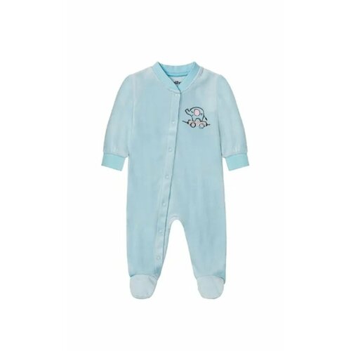 Комбинезон Lupilu Комбинезон велюровый Слоник 74см, закрытая стопа, размер 74см, голубой