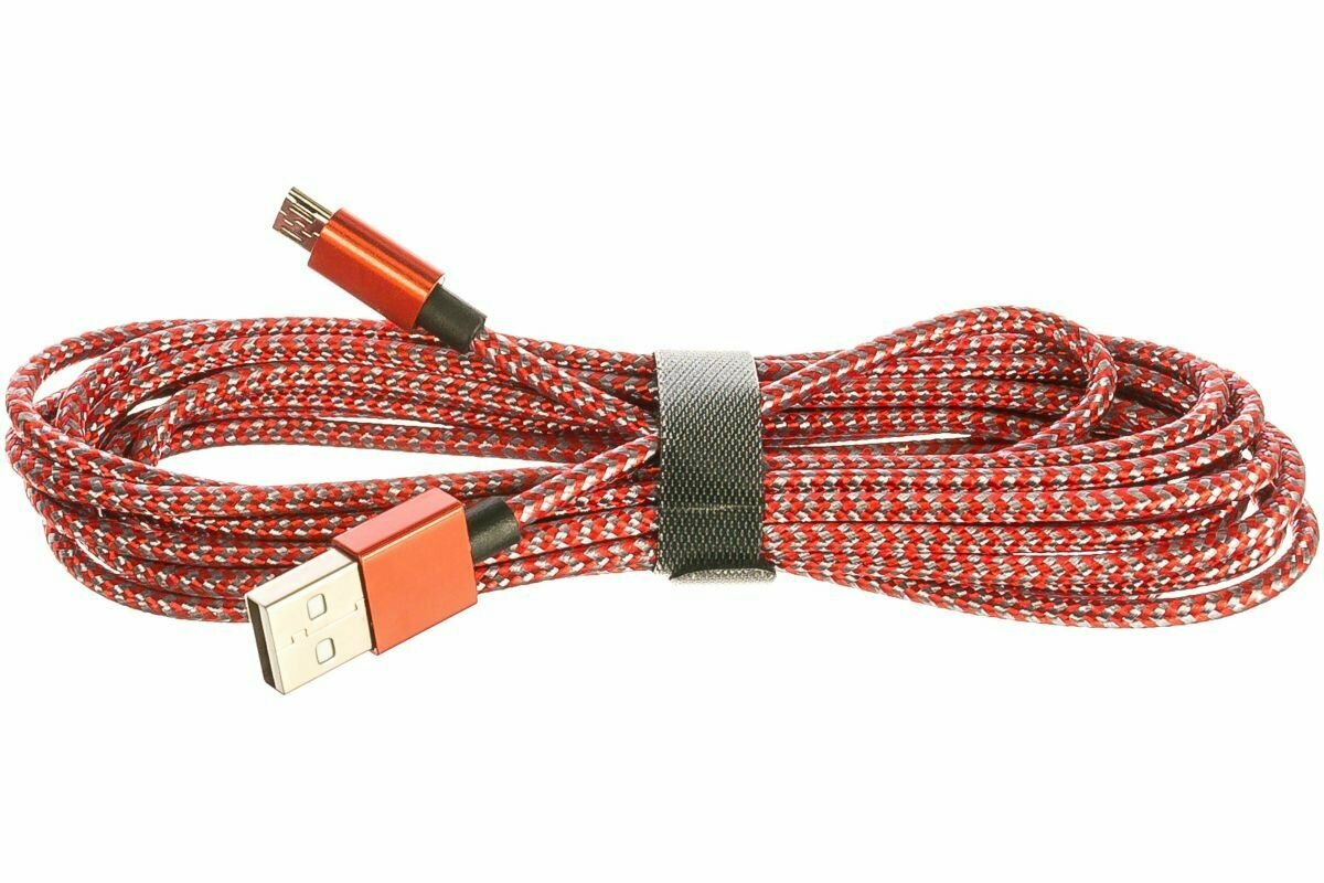 Кабель Perfeo USB2.0 A вилка - Micro USB вилка, красно-белый, длина 3 м. (U4804) - фото №5