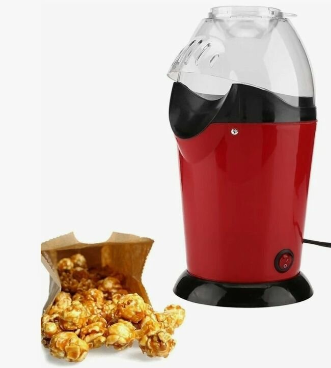 Попкорница "Аппарат для приготовления попкорна" 1,5 литра, 1200Вт, пластик, черный/красный