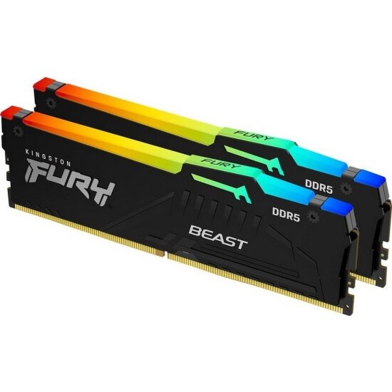 Оперативная память Kingston DDR5 16GB (2x8Gb) 6000MHz pc-48000 Fury Beast RGB CL40 (KF560C40BBAK2-16)