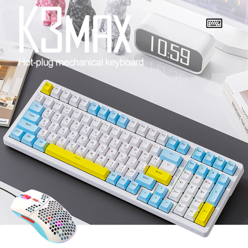 Комплект мышь клавиатура проводная механическая русская Wolf К3 Max+Hot-Swap мышка M1 с подсветкой набор для компьютера ноутбука mouse, keyboard