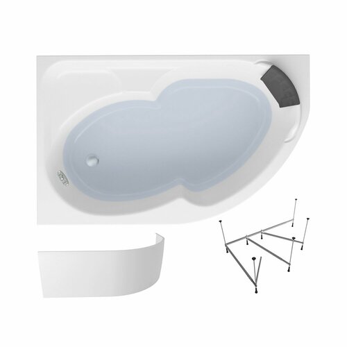 Акриловая ванна 170х105 см Lavinia Boho Grance Hill набор 4 в 1 S2-370317PL: угловая ванна (левый разворот), каркас, подголовник, лицевой экран