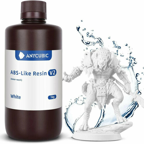 Фотополимер Anycubic ABS-Like Resin V2 Белый, 1 л фотополимер anycubic colored uv resin чёрный 1 л