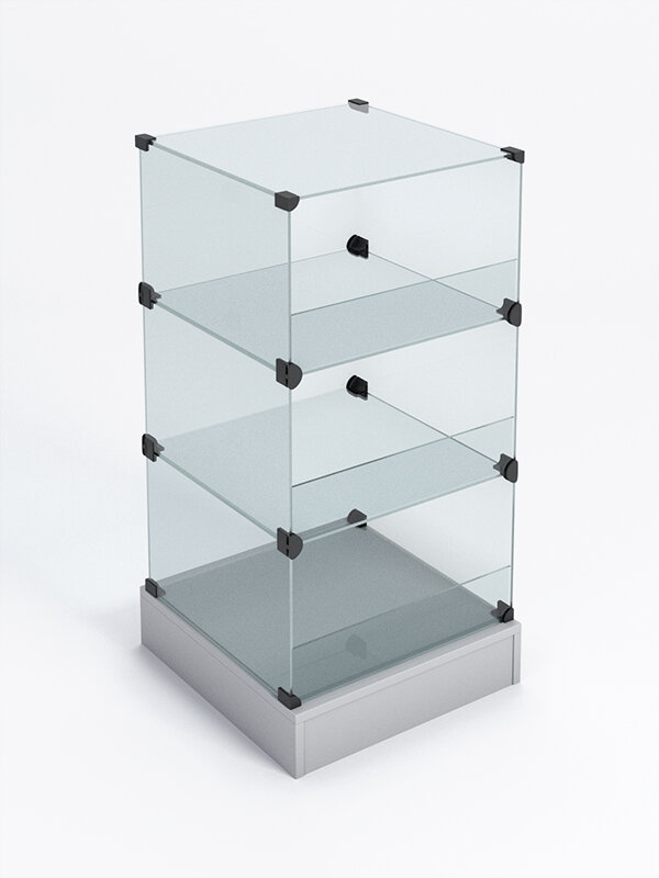 фото Прилавок "КУБ" №6-КО (без стеклянных дверок, передняя стенка - стекло), Серый 45 x 45 x 90.4 см (ДхШхВ)